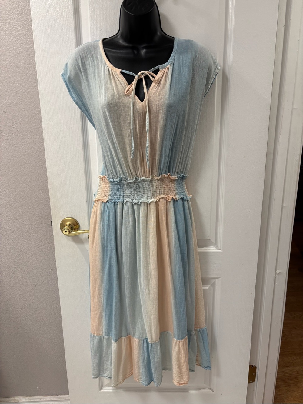 Rails Ashlyn Sunset Gradient Midi Dress Linen Rayon Flowy Breezy size Large